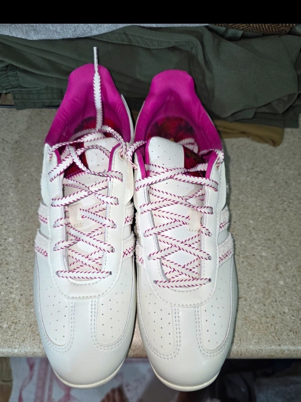 adidas White and Pink Athletic Sneakers